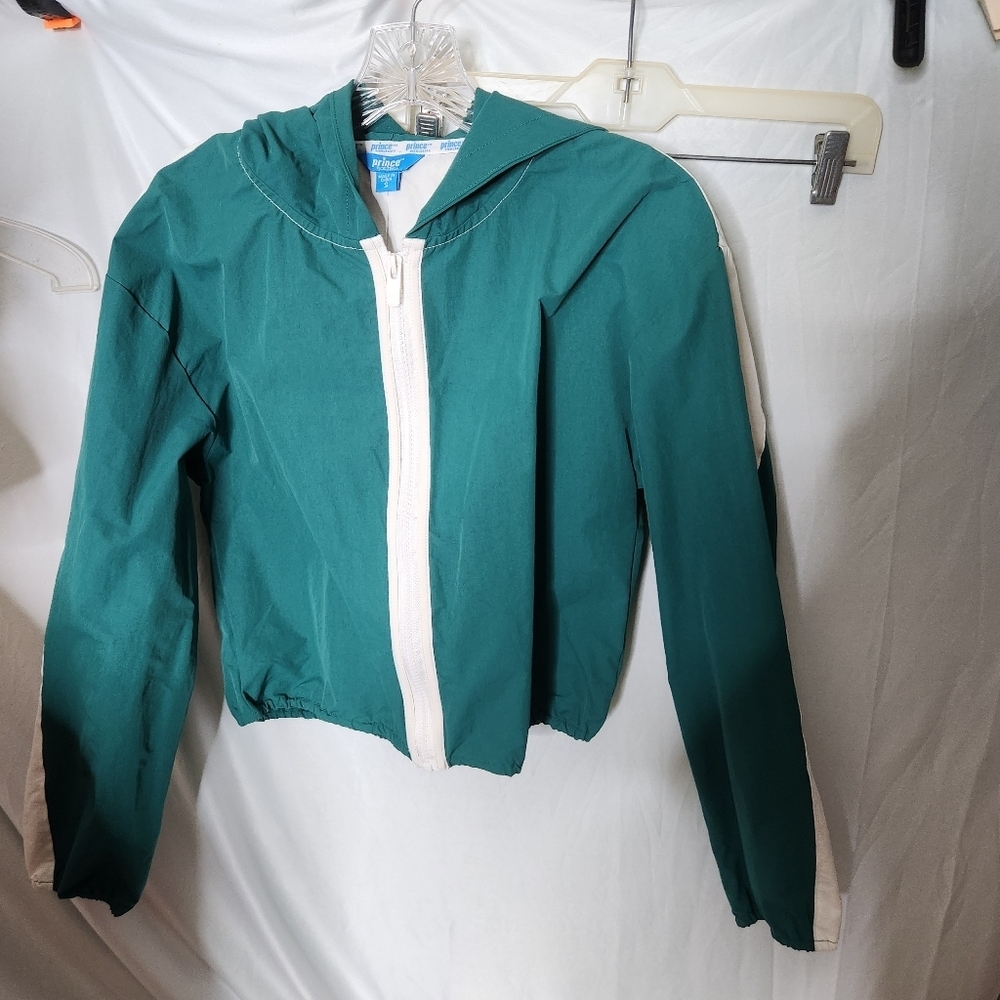 Prince Green Jacket Windbreaker Zip Hooded Cropped Logo - Picture 4 of 13